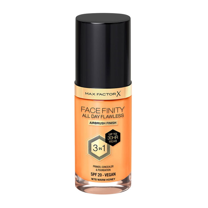Max Factor FACEFINITY ALL DAY FLAWLESS 3 IN 1 Base de Maquillaje Prebase #W78 Warm Honey 30 ml
