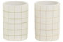 DKD Home Decor Portacepillos de Dientes de Cerámica, Set de 4 unidades, Colores Beige, Verde y Blanco