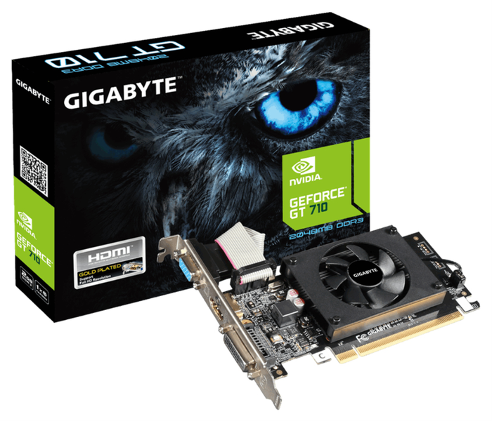 Gigabyte GV-N710D3-2GL NVIDIA GeForce GT 710 2GB GDDR3 PCI Express x2.0 Half-Height Gigabyte GV-N710D3-2GL NVIDIA GeForce GT 710 2GB GDDR3 PCI Express x2.0 Half-Height