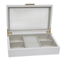 DKD Home Decor Joyero de Madera y Cristal Blanco y Beige 29x18,5x7 cm
