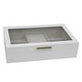 DKD Home Decor Joyero de Madera y Cristal Blanco y Beige 29x18,5x7 cm