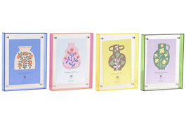 DKD Home Decor Set de 4 Marcos de Fotos de Acrílico Multicolor 25,5x34,5 cm