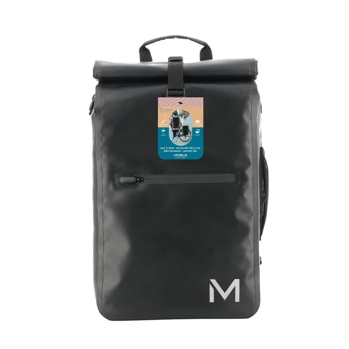Mobilis 070001 Mochila de Ciclismo 25L Impermeable Lona Alquitranada para Portátil 15.6" Unisex Negro
