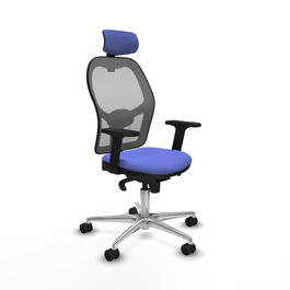 PIQUERAS Y CRESPO Silla de oficina Jorquera con mecanismo Sincro, Tela Azul claro y Malla Gris