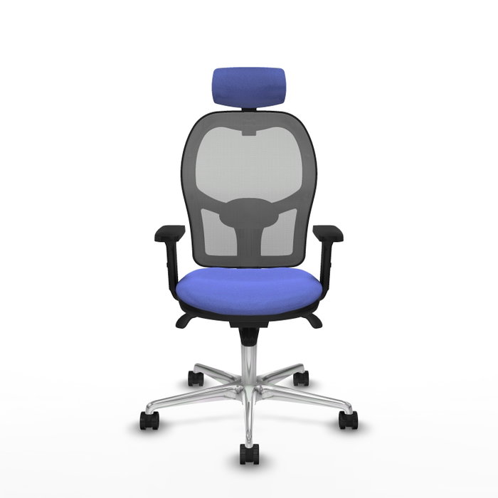 PIQUERAS Y CRESPO Silla de oficina Jorquera con mecanismo Sincro, Tela Azul claro y Malla Gris