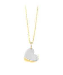 Secrecy Collar Colgante HEART SMILE de Plata de Ley y Oro de 18k con Diamante