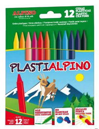 Alpino Ceras Plásticas Plastialpino 115 mm No Manchan Estuche 12 Colores Surtidos