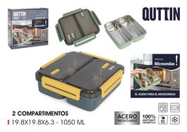 Thermosport Fiambrera Plástico Acero 2 Departamentos Microondas 19.8 x 19.8 x 6.3 cm (6 Unidades)