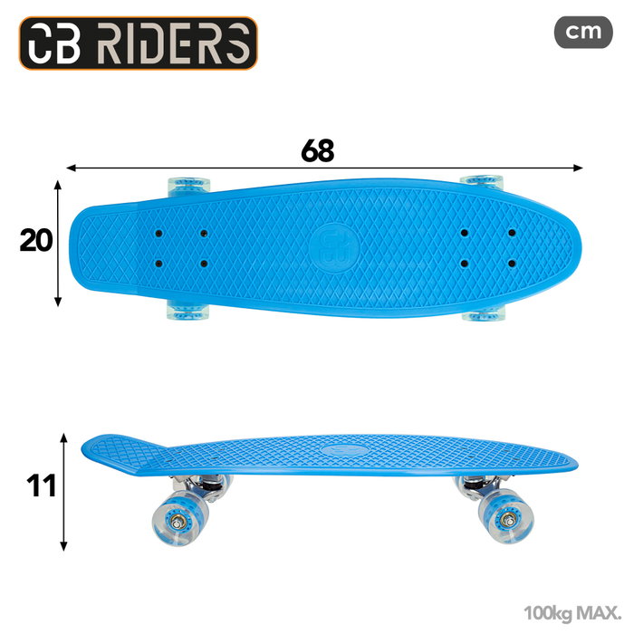 CB Riders Skateboard infantil de 4 ruedas azul 68 cm
