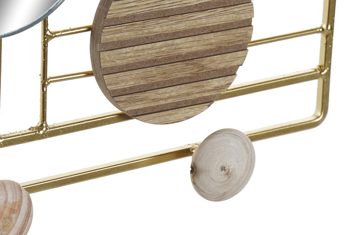 DKD Home Decor Perchero Pared Kb japandi Dorado Natural Metal Cristal 3 x 21.5 x 57 cm (2 Unidades)