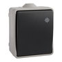 Solera Interruptor Estanco Bipolar Superficie 10A 250V IP54, Color Gris/Negro, Modelo M/20, Medidas 65x80x55 mm