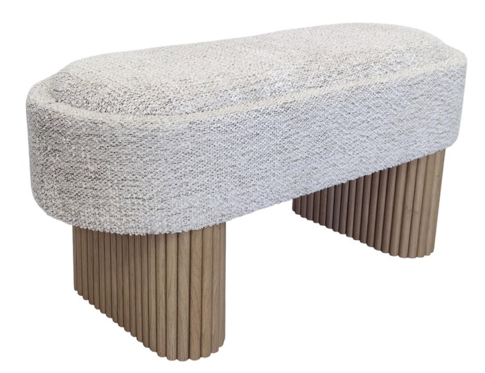 DKD Home Decor Descalzadora de Chenilla y Madera con Tapa