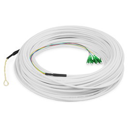 Digitus Cable FTTH Drop Monomodo OS2, 4 Fibras LC/APC, 50 m, Blanco, G.657.A2, Conector Macho, Libre de Halógenos