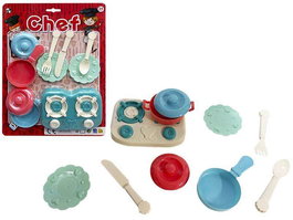Rama Cocina Chef con accesorios para niños, juego de imitación, dimensiones 25.5x34.5x3 cm