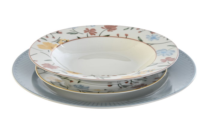 DKD Home Decor Set de Vajilla de Porcelana 18 Piezas Floral Azul y Blanco DKD Home Decor Set de Vajilla de Porcelana 18 Piezas Floral Azul y Blanco