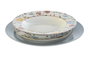 DKD Home Decor Set de Vajilla de Porcelana 18 Piezas Floral Azul y Blanco