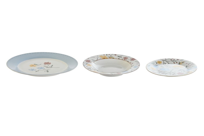 DKD Home Decor Set de Vajilla de Porcelana 18 Piezas Floral Azul y Blanco DKD Home Decor Set de Vajilla de Porcelana 18 Piezas Floral Azul y Blanco