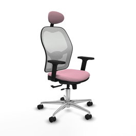 PIQUERAS Y CRESPO Silla de oficina Jorquera Rosa y Blanca con mecanismo Sincro/Traslack