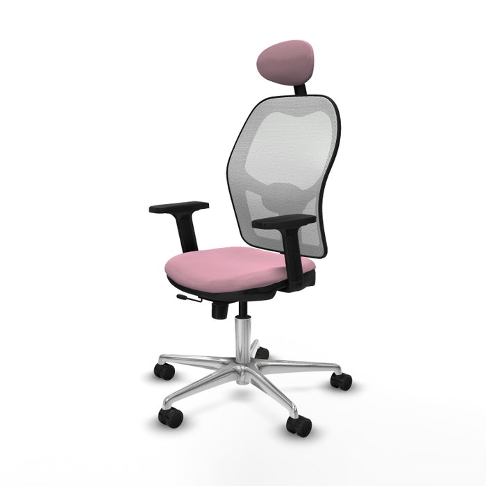PIQUERAS Y CRESPO Silla de oficina Jorquera Rosa y Blanca con mecanismo Sincro/Traslack