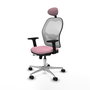 PIQUERAS Y CRESPO Silla de oficina Jorquera Rosa y Blanca con mecanismo Sincro/Traslack