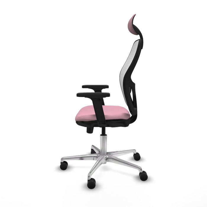 PIQUERAS Y CRESPO Silla de oficina Jorquera Rosa y Blanca con mecanismo Sincro/Traslack
