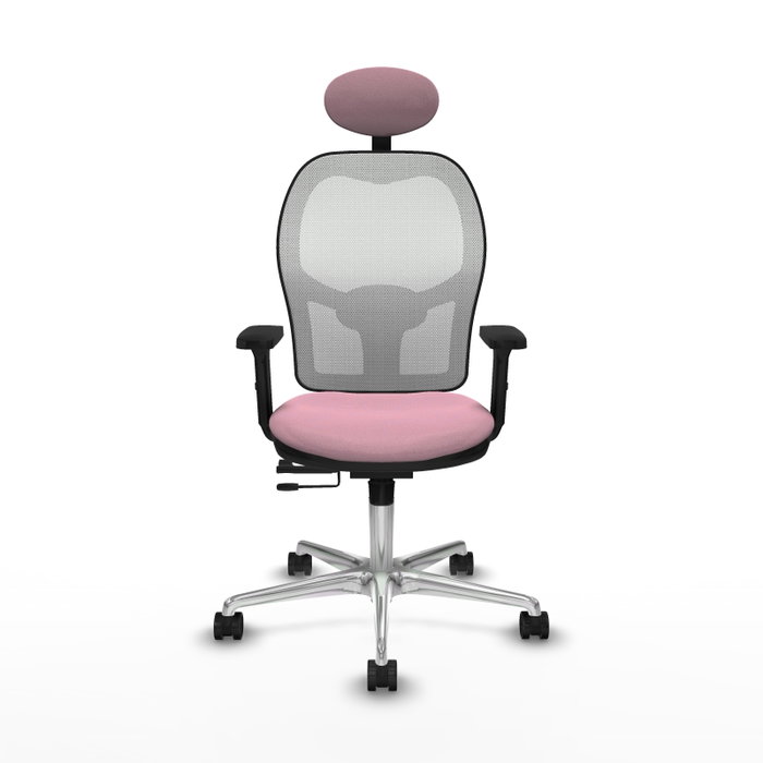 PIQUERAS Y CRESPO Silla de oficina Jorquera Rosa y Blanca con mecanismo Sincro/Traslack