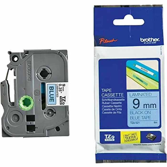 Brother TZe-521 Cinta laminada 9mm x 8m Azul/Negro