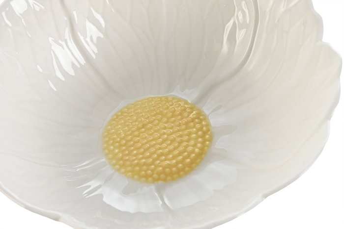 DKD Home Decor Cuencos de Porcelana Margarita Blanco y Amarillo, Pack de 6 DKD Home Decor Cuencos de Porcelana Margarita Blanco y Amarillo, Pack de 6