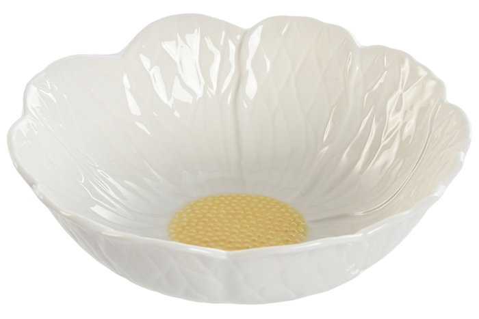 DKD Home Decor Cuencos de Porcelana Margarita Blanco y Amarillo, Pack de 6 DKD Home Decor Cuencos de Porcelana Margarita Blanco y Amarillo, Pack de 6