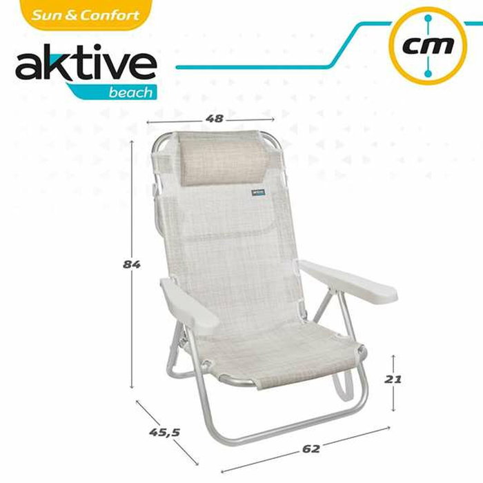 Color Baby Silla de playa plegable de aluminio, 5 posiciones, 48x46x84 cm, con cojín y asa