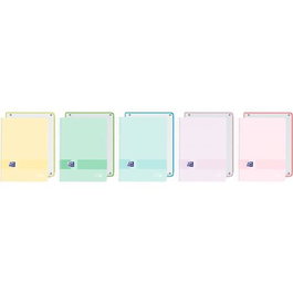 Oxford Cuaderno Europeanbook 1 Live&Go 80 Hojas A4+ 5x5 Tapa Plástico Opaco Colores Pastel (Set de 5) (Set de 5)