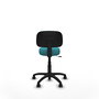 Silla de oficina Llanos con mecanismo Contacto lama tapizada con Tela color Turquesa. Equipada con Base poliamida negra, Sin brazos y Ruedas de nailon 50 mm