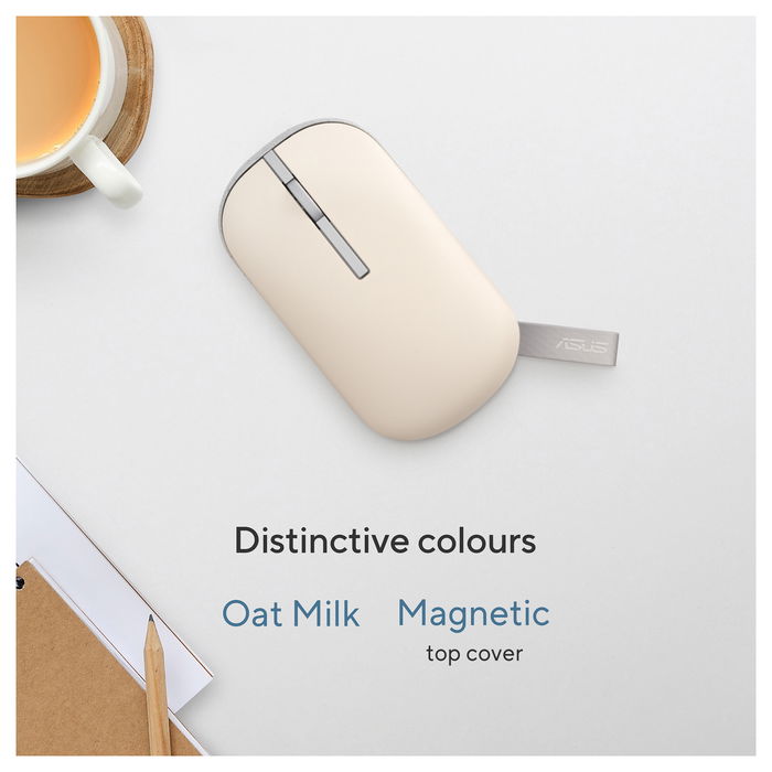 ASUS MD100 Ratón Inalámbrico RF Wireless + Bluetooth Óptico 1600 DPI Beige, Verde