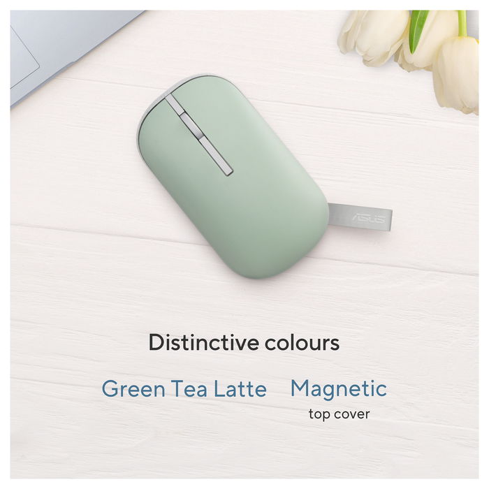 ASUS MD100 Ratón Inalámbrico RF Wireless + Bluetooth Óptico 1600 DPI Beige, Verde