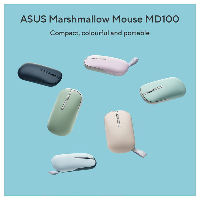 ASUS MD100 Ratón Inalámbrico RF Wireless + Bluetooth Óptico 1600 DPI Beige, Verde