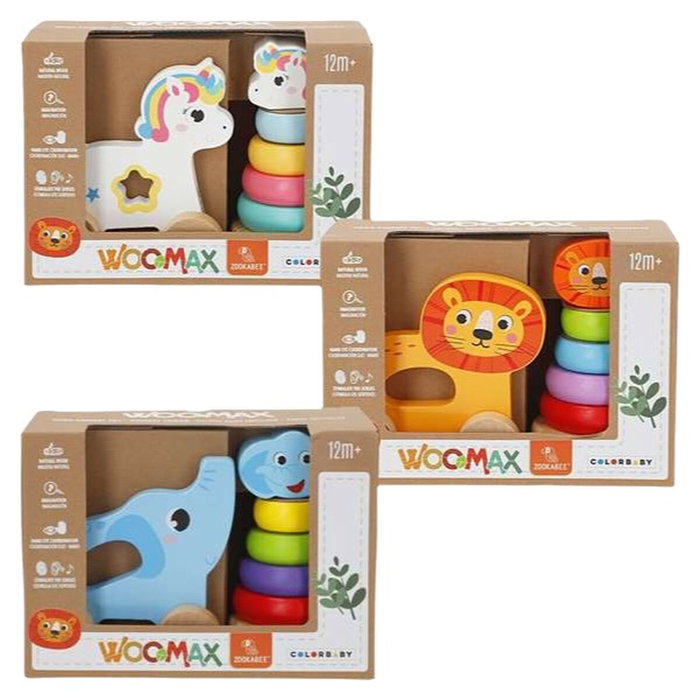 Color Baby Arrastre Madera Animales con torre apilables - Modelos surtidos Color Baby Arrastre Madera Animales con torre apilables - Modelos surtidos