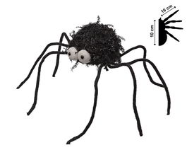 Araña Decorativa Negra Expresiva con Ojos de Peluche 10 cm