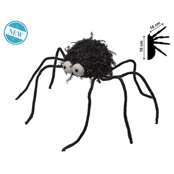 atosa Araña Decorativa Negra de Peluche de 10 cm con Ojos