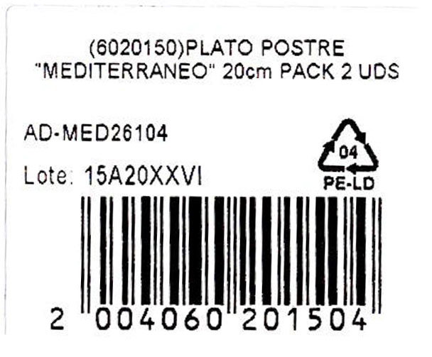 Alfares Pack de 2 platos de postre Mediterraneo de 20cm