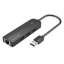 Vention CHPBB Docking USB 2.0 Hub con 3 Puertos USB, 1 Micro USB PD, 1 RJ45 Ethernet 10/100 Mbit/s y Cable de 0.15m - Negro