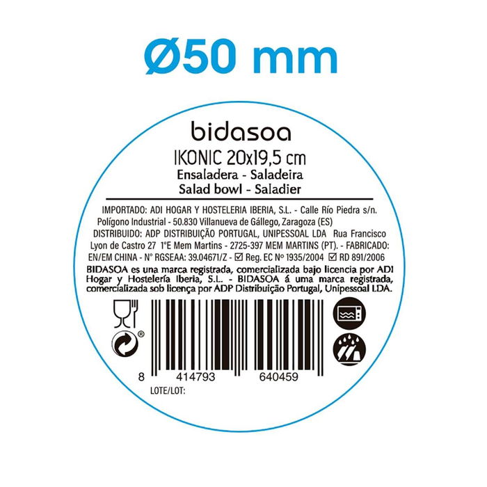 Ensaladera Cerámica Ikonic Bidasoa 20x19,5x8,5 cm (12 Unidades)