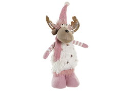 DKD Home Decor Figura RENO Rosa y Blanco