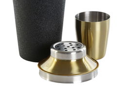 DKD Home Decor Coctelera Loft Negro Dorado 500 ml 9.5 x 22 x 9.5 cm