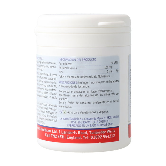Lamberts Fosfatidilserina 100 mg con Zinc 60 tabletas Lamberts Fosfatidilserina 100 mg con Zinc 60 tabletas