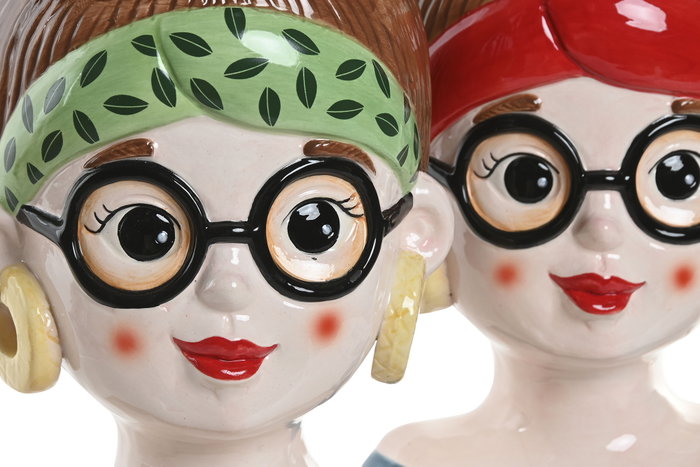 DKD Home Decor Macetero de Cerámica Multicolor Pack de 2 Chica