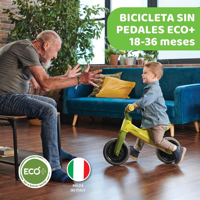 Chicco Bicicleta de Equilibrio Eco 00011055000000, Desarrollo de Coordinación y Equilibrio para Niños, 80% Plástico Reciclado, +18 Meses