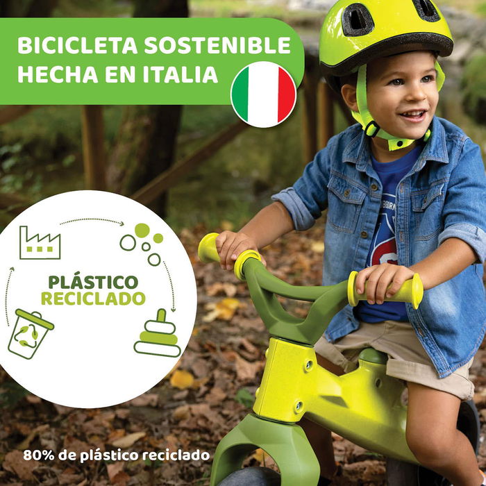 Chicco Bicicleta de Equilibrio Eco 00011055000000, Desarrollo de Coordinación y Equilibrio para Niños, 80% Plástico Reciclado, +18 Meses
