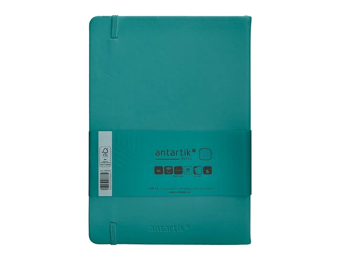 Antartik Cuaderno A5 Tapa Dura Hojas Puntos Verde Aguamarina 100 Hojas 80gr FSC