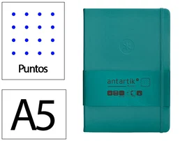 Antartik Cuaderno A5 Tapa Dura Hojas Puntos Verde Aguamarina 100 Hojas 80gr FSC