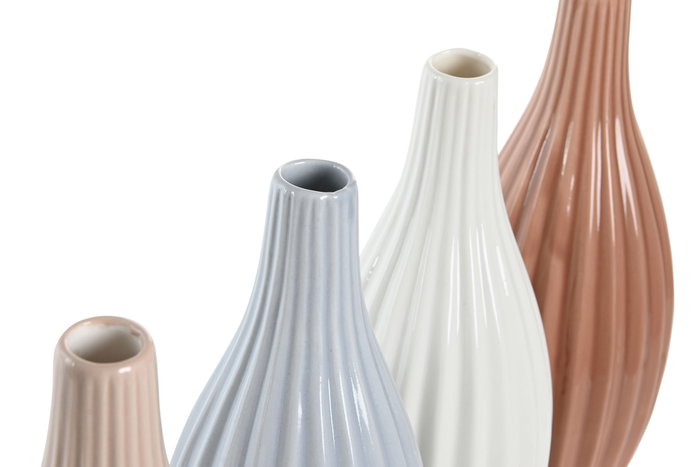 DKD Home Decor Set de 4 Jarrones de Porcelana Surtidos (24 Piezas)